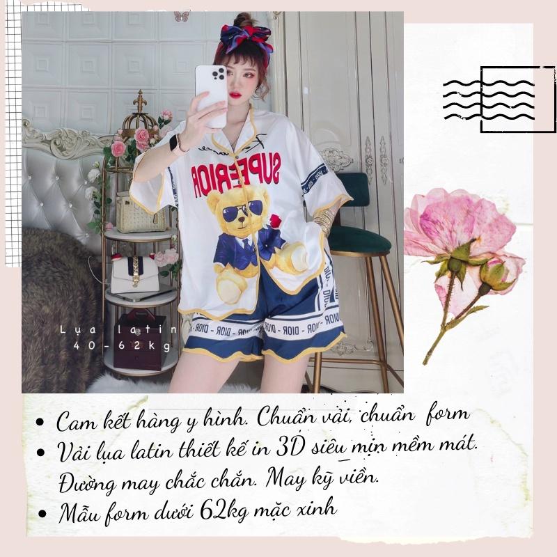 Đồ bộ mặc nhà đùi Pijama chất lụa latin loại 1 mềm mịn mát - Freesize dưới 60 kg