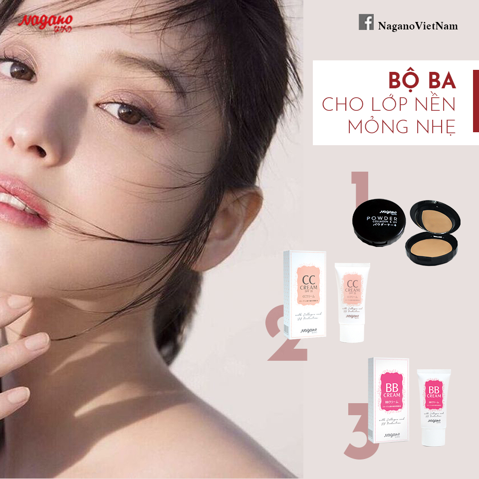 Kem Nền BB Collagen Nagano 20ml - BB Cream 20ml - Chứa chất chống nắng với chỉ số SPF35 bảo vệ da, Collagen giúp dưỡng ẩm và nuôi dưỡng da