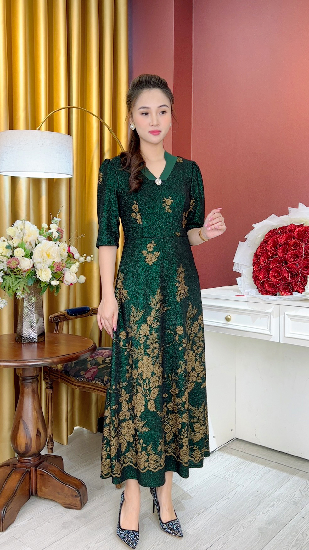 Đầm Trung Niên [ Linh Trà ] (TM 1059) Trẻ Trung Thiết Kế Trang Nhã Thanh Lịch Bigsize Đi Làm Đi Tiệc Cho Bà Cho Mẹ U50