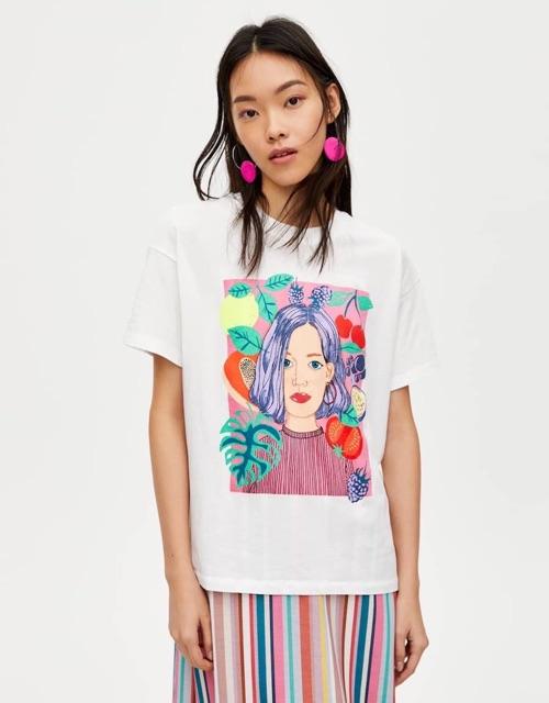 Áo phông thun cô gái trắng