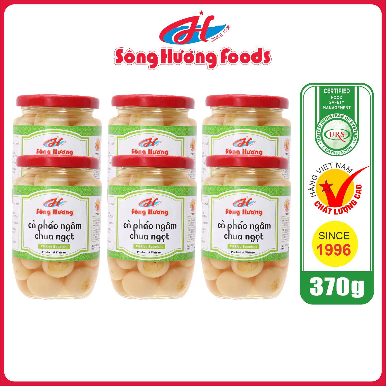 6 Hũ Cà Pháo Muối Ngâm Chua Ngọt Sông Hương Hũ 370g