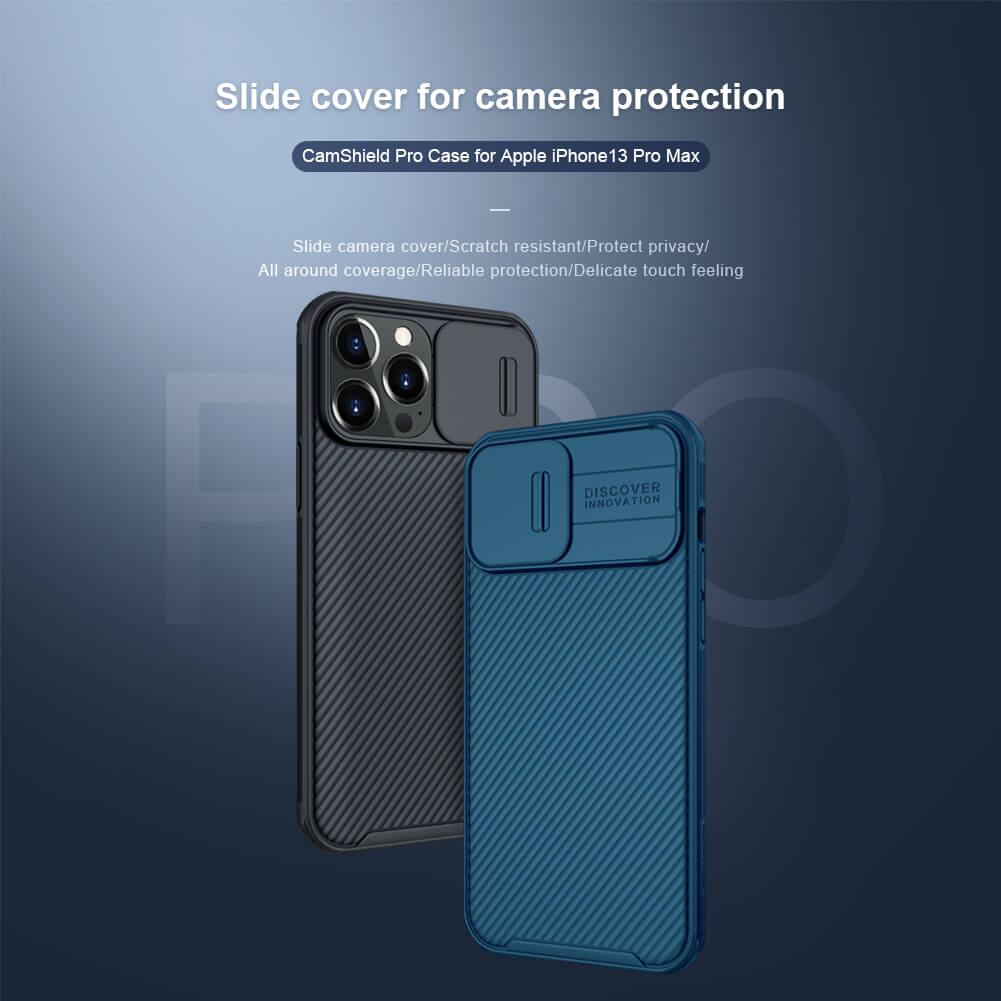 Ốp lưng chống sốc cho iPhone 13 Pro Max bảo vệ Camera hiệu Nillkin Camshield chống sốc cực tốt, chất liệu cao cấp, có khung và nắp đậy bảo vệ Camera - hàng nhập khẩu