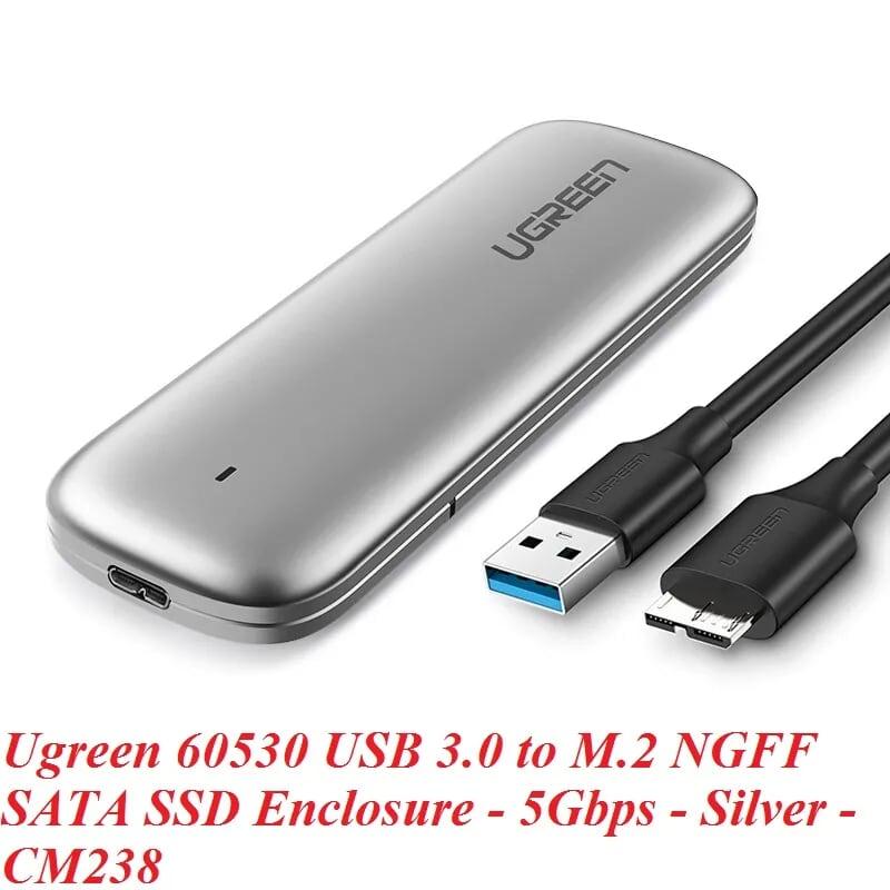 Ugreen UG60530CM238TK 5Gbps USB 3.0 M.2 NGFF SATA SSD hộp box đựng ssd màu bạc - HÀNG CHÍNH HÃNG