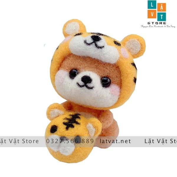 Len chọc có hướng dẫn 8 BABY SHIBA, chọc len thật dễ dàng, NEEDLE FELTING BABY SHIBA, món quà handmade ý nghĩa