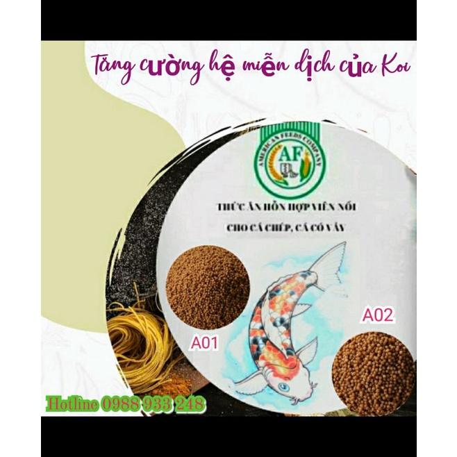 Cám cá KOI- CÁ VÀNG đạm 40% cỡ viên 1, 2 mm| Túi 1kg