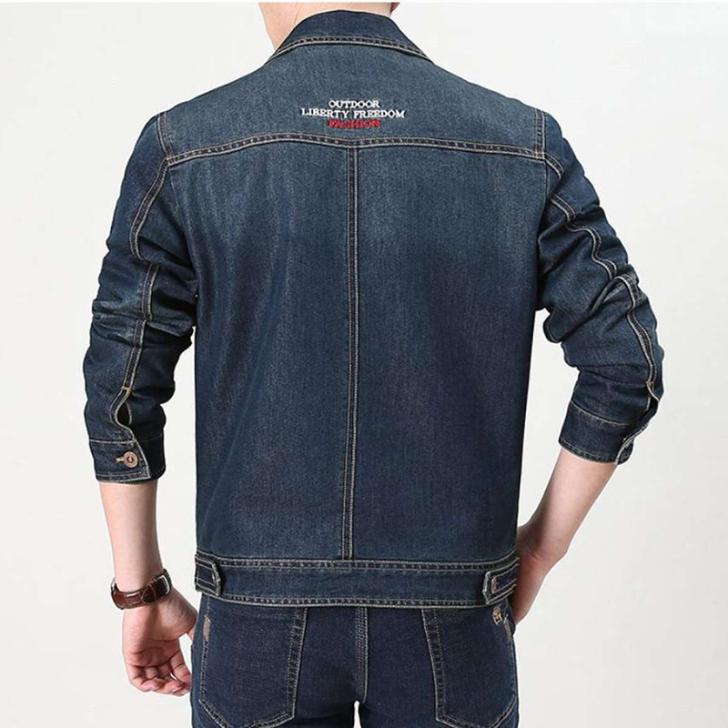 Men's Casual Denim Jacket Cotton Loose Lapel Coat