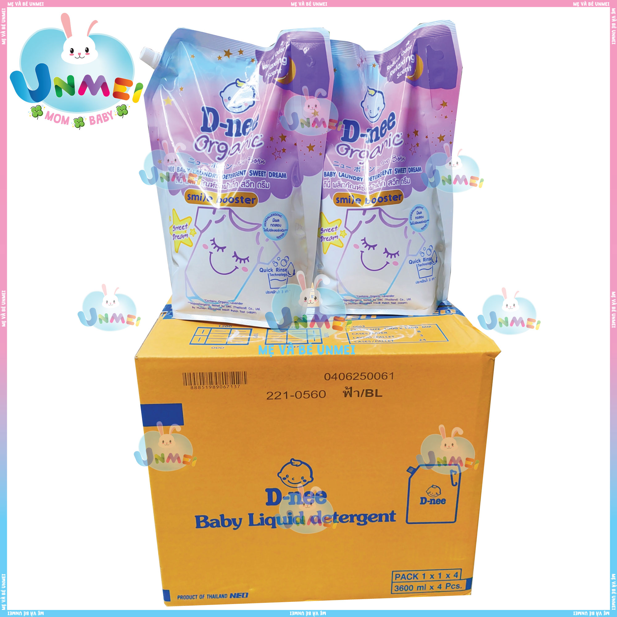 [HCM 2h] Túi 3600ml Nước Giặt Quần Áo D-Nee màu Tím Sweet Dream - Tem chính Hãng Đại Thịnh