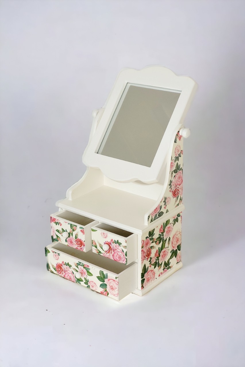Hộp Nữ Trang Gỗ Có Gương Loại Lớn 25.5 x 46 cm Trang Nhã - Hàng VN Xuất Khẩu