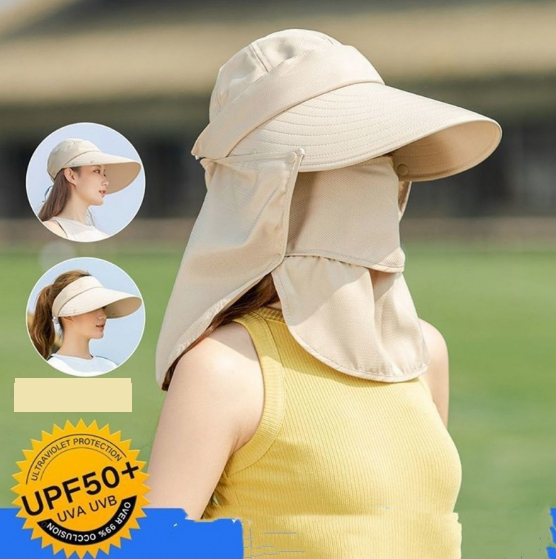 Mũ rộng vành chống nắng kèm khẩu trang 360 độ, nón nữ chống nắng tạo kiểu mới