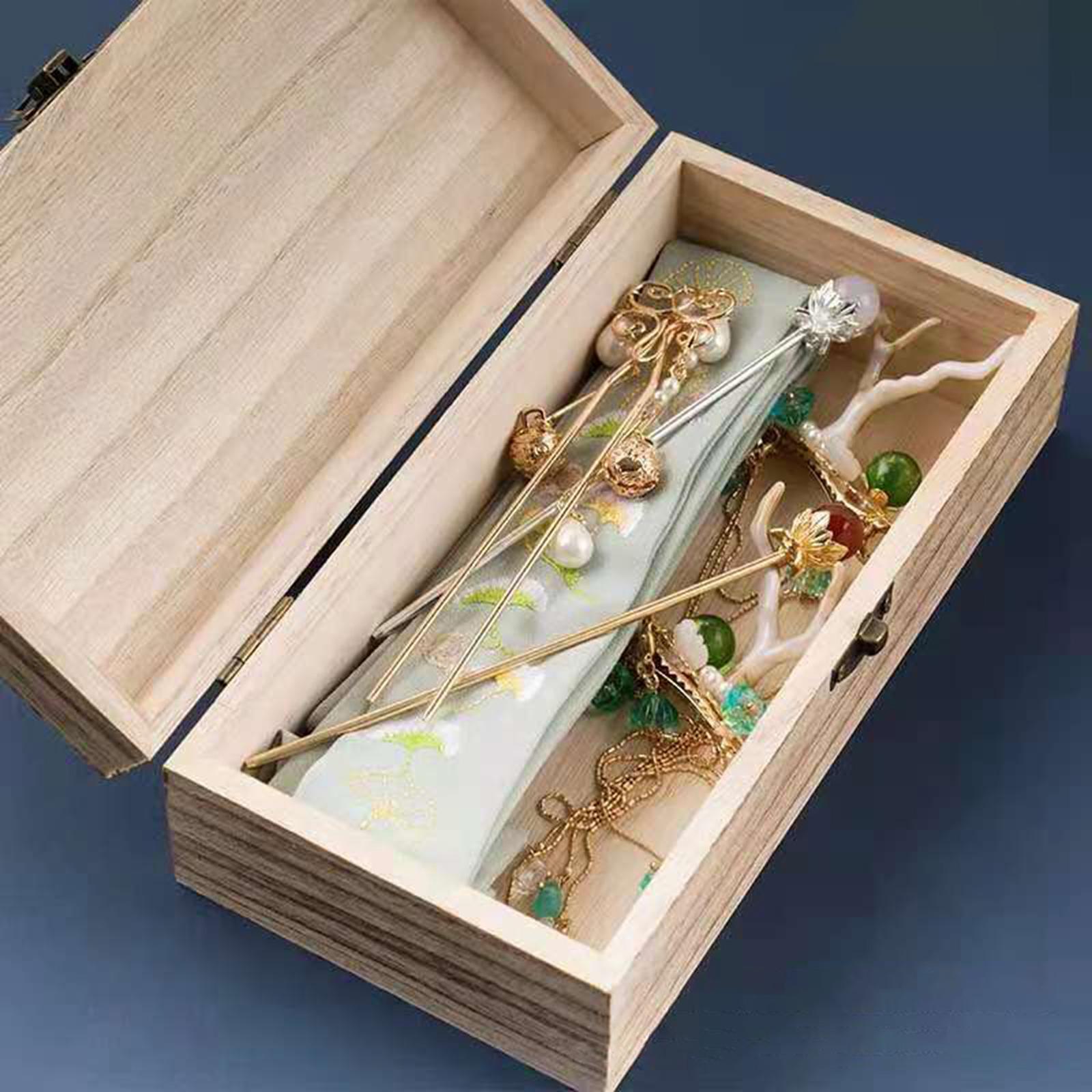 Wooden Storage Box Rectangular Organizer Empty Gift Packaging Box Wooden Box