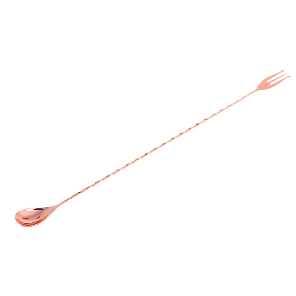 Stainless Steel Bar Cocktail Spoon Long Fine Thread Handle Mixing Spoon with Fork