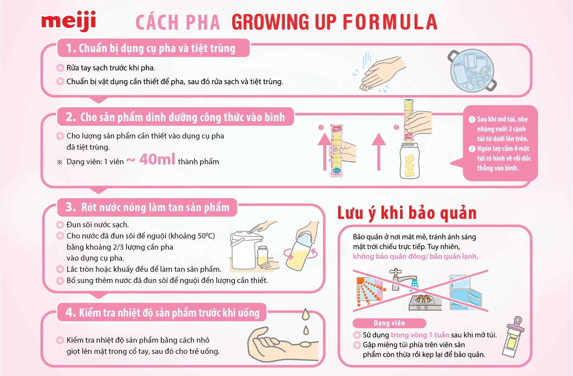 Sữa Meiji Growing Up Formula EZcube 448g (1 - 3 tuổi) - Mẫu Mới