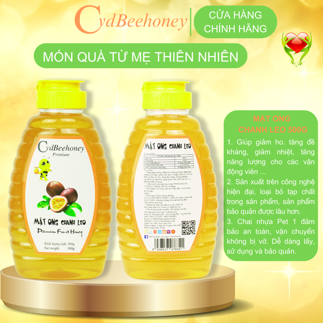 Mật ong chanh leo 500g Cvdbeehoney - Passion fruit honey