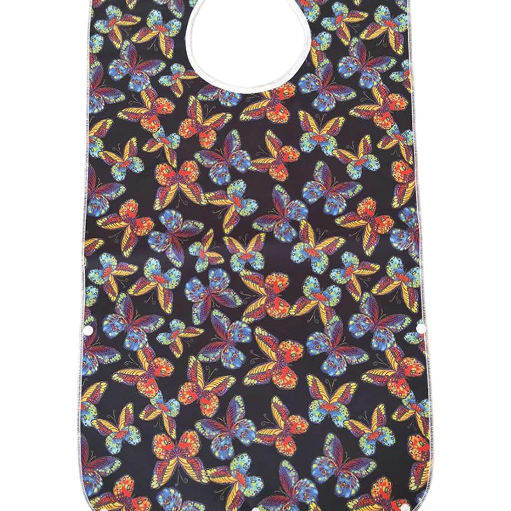 Mealtime Waterproof PVC Printing Cotton Adjustable Bib Crumb Adults Black