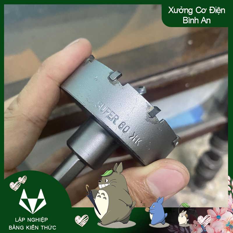 Vét lỗ tròn phi 60mm khoét thạch cao đầu hợp kim thép gió màu xám vét lỗ tròn cho gỗ