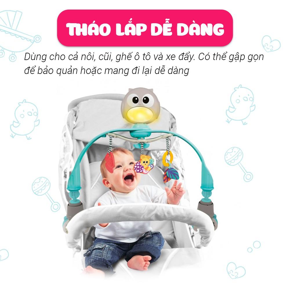 Đồ chơi treo nôi cũi, xe đẩy nhạc trắng ru ngủ, chiếu đèn cú mèo xinh xắn WINFUN 0865 - kích thích phát triển thị giác - BPA free