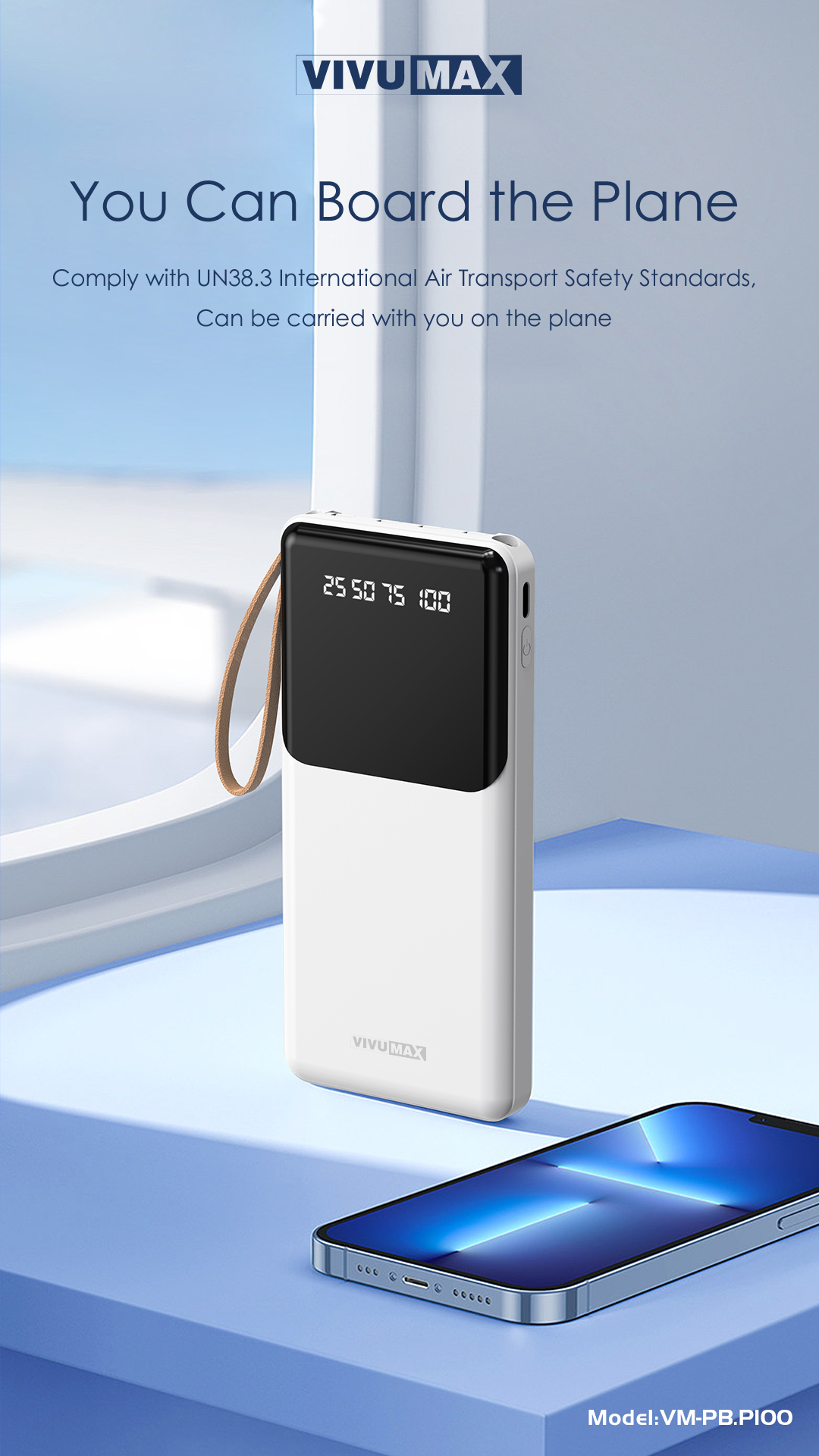 Pin sạc dự phòng Polymer 10.000mAh Vivumax P100 -Tích hợp 4 dây sạc, sạc nhanh 2.4A - Hàng Chính Hãng