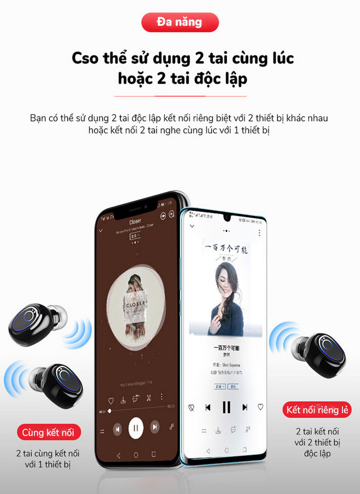 Pin dự phòng kiêm tai nghe Bluetooth EQ 9D 5.0 - Home and Garden