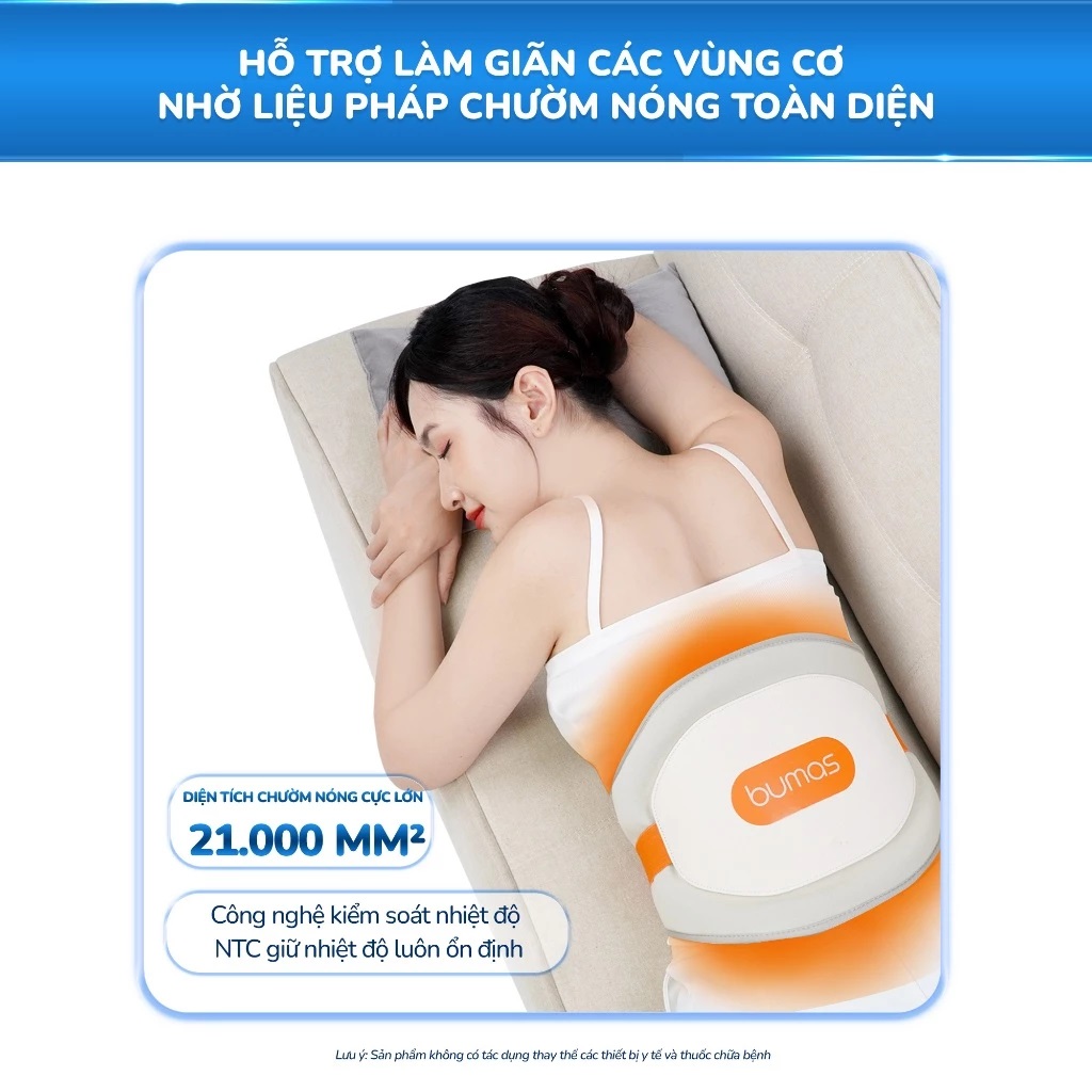 Máy Massage Lưng Bụng Sothing BUMAS M13, Đai Chườm Nóng Thảo Dược, Giảm Đau Lưng Bụng- Hàng Chính Hãng