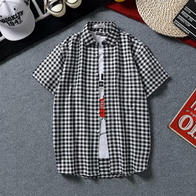 Áo sơ mi tay ngắn họa tiết sọc thời trang phong cách cho nam