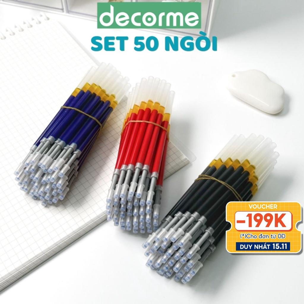 Ngòi bút bấm DecorMe ruột bút 11cm mực gel đen xanh đỏ ngòi 0.5mm dành cho bút gel bấm mực