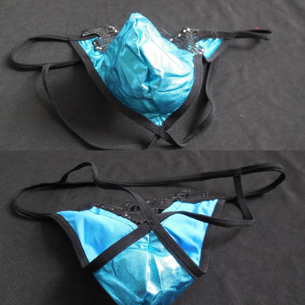 3-4pack Men's Sexy G-string T-back Briefs Underwear Birds Embroidered Thong Blue