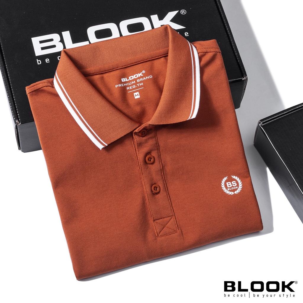 Áo Polo nam BLOOK cổ bẻ vải thun cotton màu trắng phối sọc xanh, xuất xịn 33389