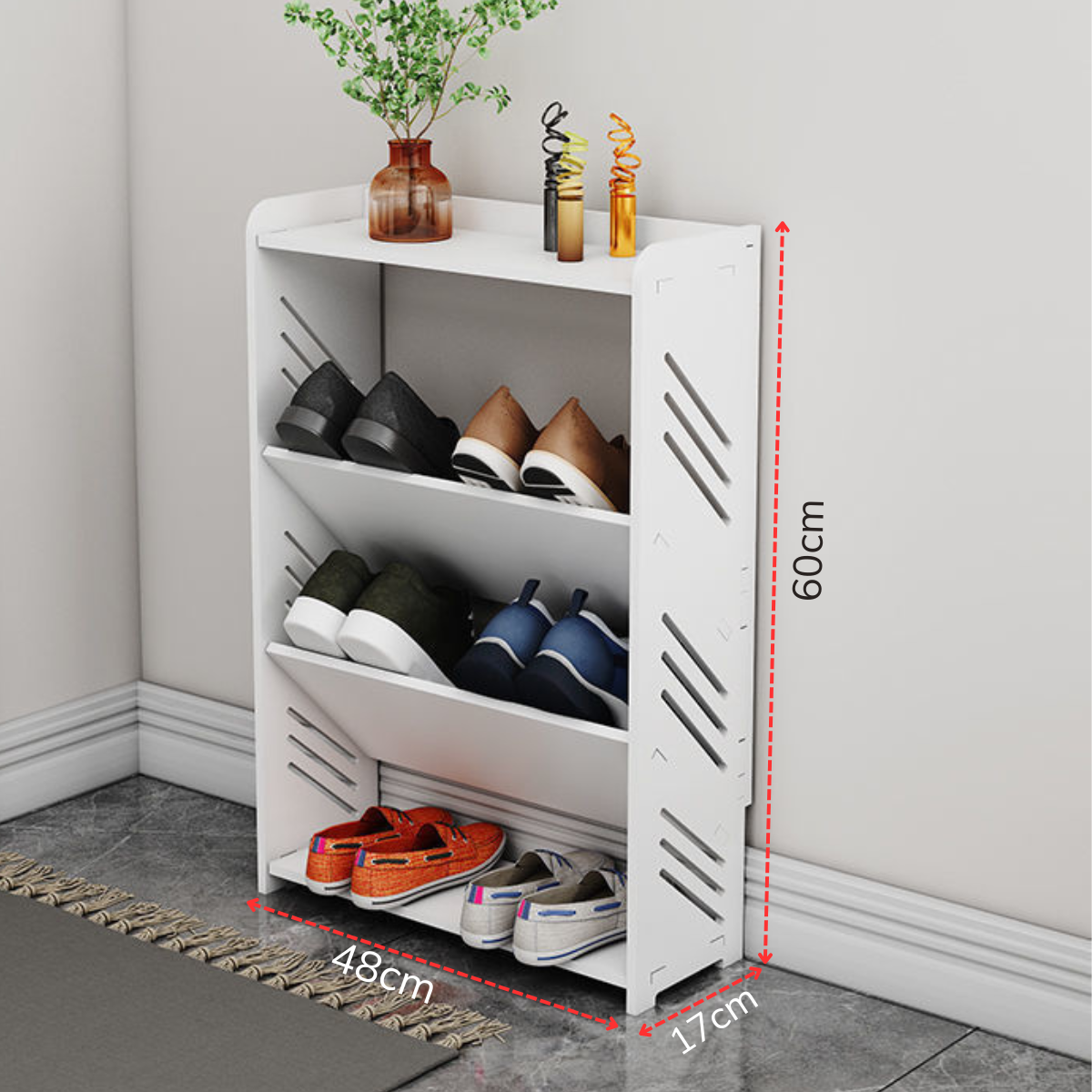 Giá Kệ Để Giày Dép Phong Cách Hàn Quốc, Kệ Giày Gỗ Nhựa Cao Cấp Chống Nước 3 Tầng Chứa 6 Đôi Kích Thước 60*17*48 _Lốc Xoáy