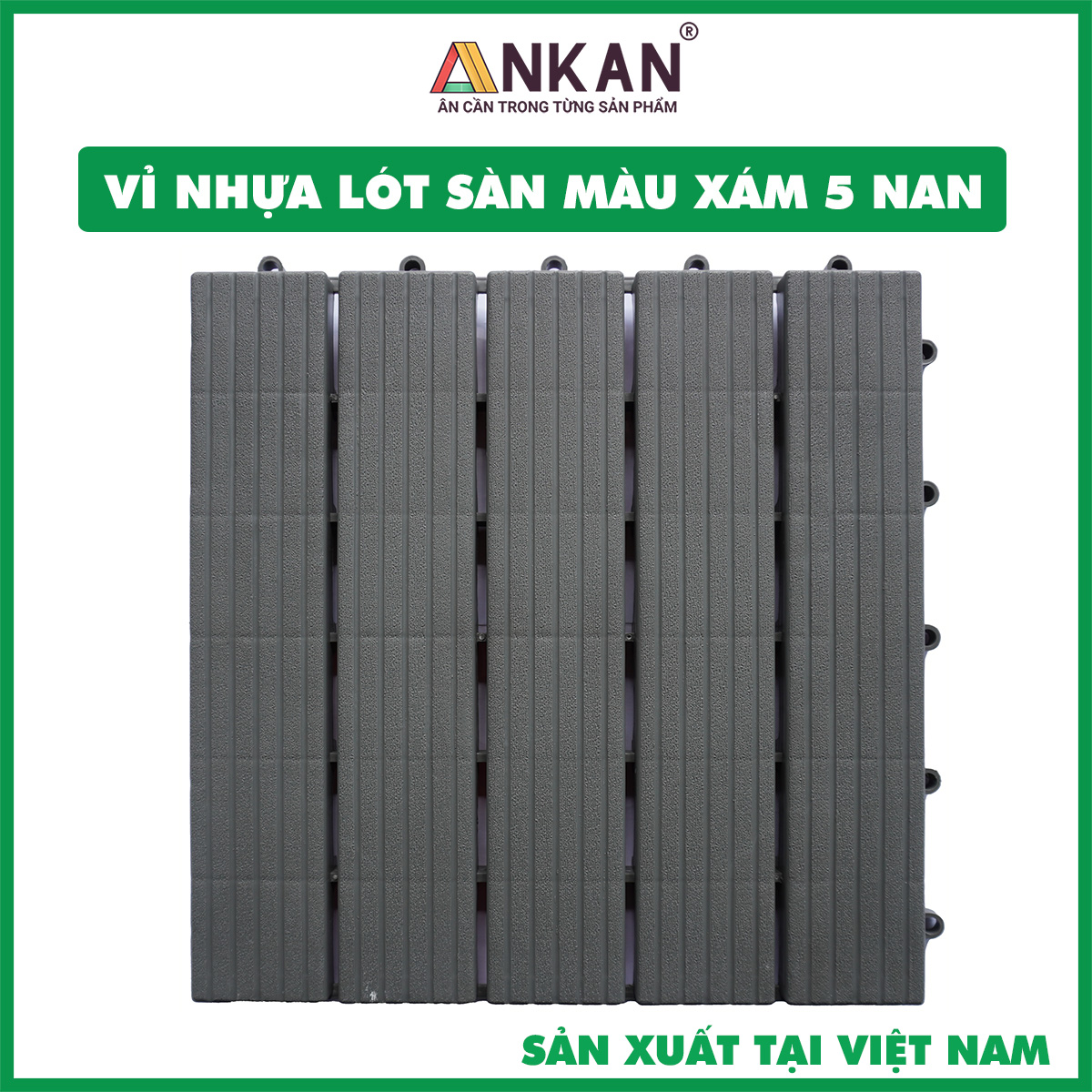 Vỉ Nhựa Lót Sàn Ban Công - Thiết Kế Mới Với Khóa Tròn Để Kết Hợp Với Ván Sàn Gỗ Và Vỉ Cỏ Nhân Tạo Thương Hiệu ANKAN (10 Vỉ Nhựa)