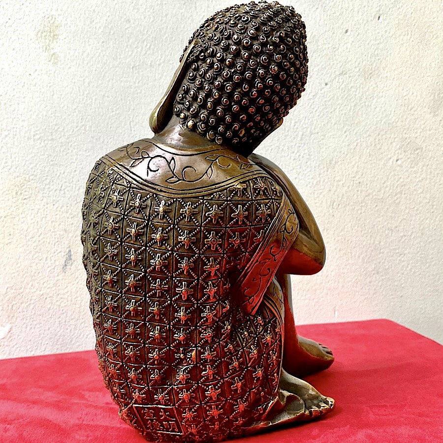 TƯỢNG ĐỒNG PHẬT NGỦ AN NHIÊN TỰ TẠI VÔ ƯU CAO 23cm