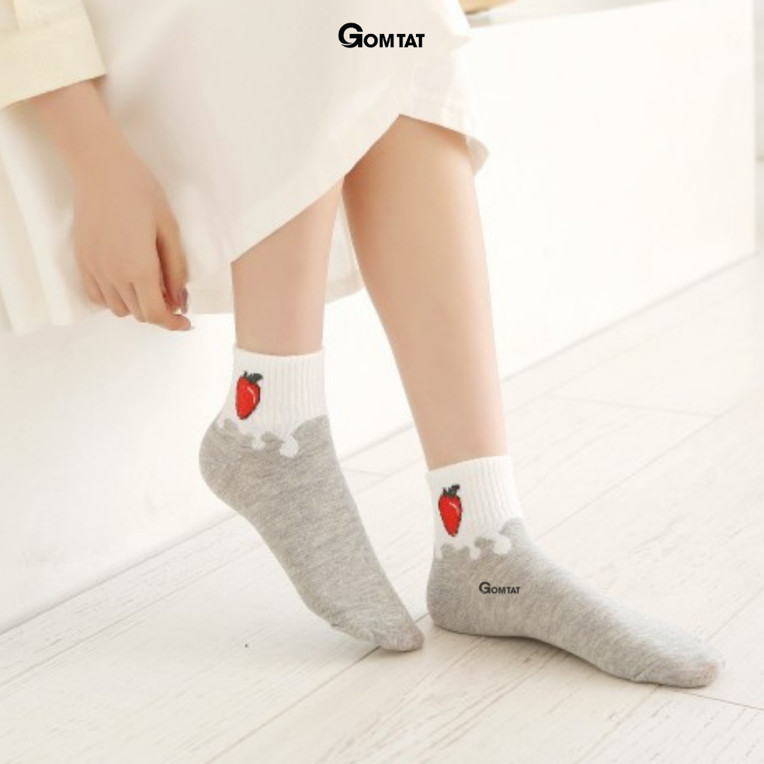 Vớ Nữ Cổ Ngắn Họa Tiết Nhiều Màu, Tất Cổ Ngắn Nữ Sử Dụng Cả Tuần - CB082