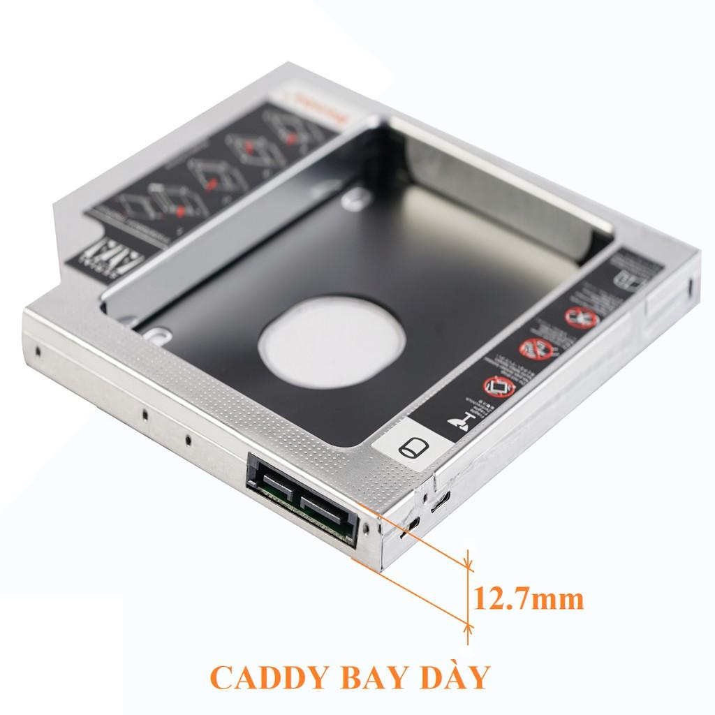 Caddy Bay Sata3 cho SSD và HDD 2,5” - Vỏ Nhôm – Size: 9.5mm và 12.7mm – Khay ổ cứng thay thế ổ DVD