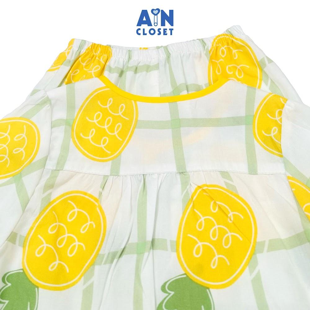 Bộ quần áo Dài bé gái hoạ tiết Dứa Vàng Lanh lụa - AICDBGRGODZC - AIN Closet
