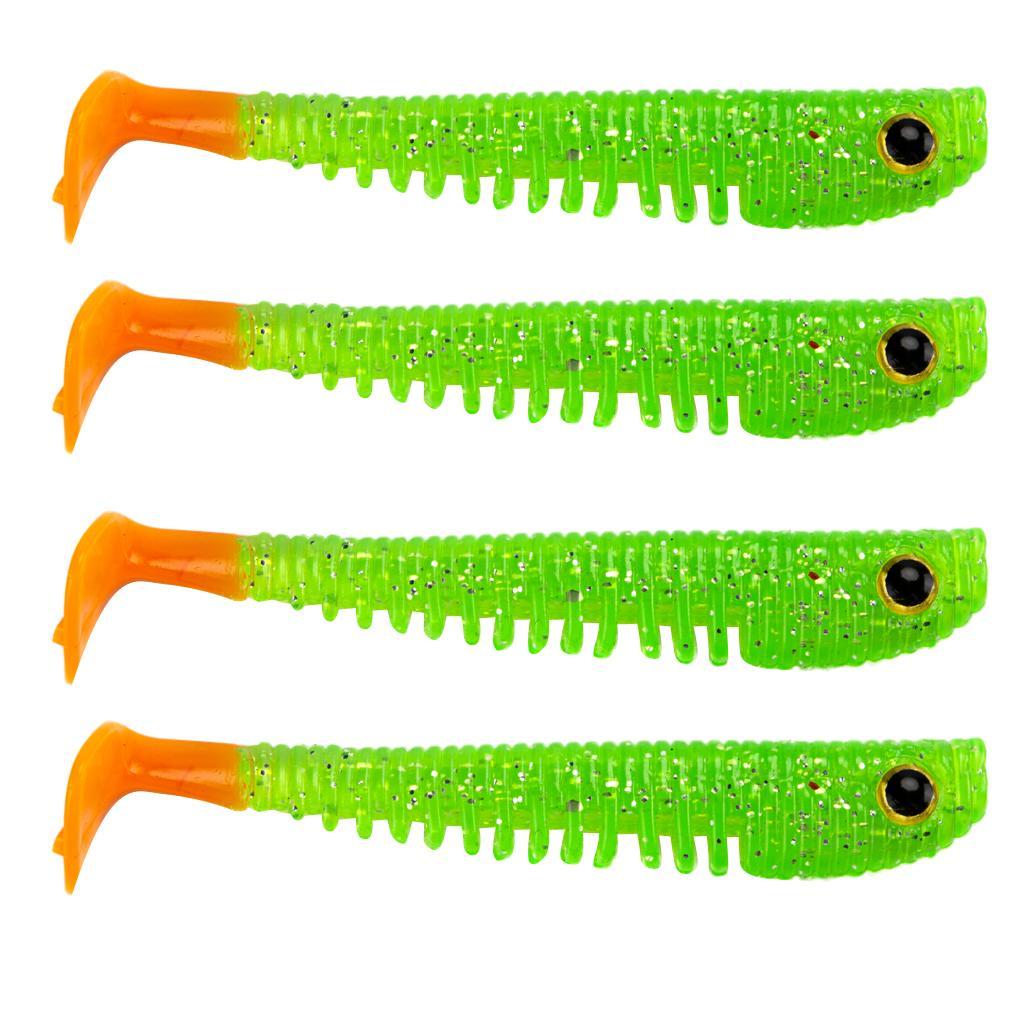 4pcs Soft Plastic Lure Artificial Worm Bait Carp Bass Trout Minnow Fishing