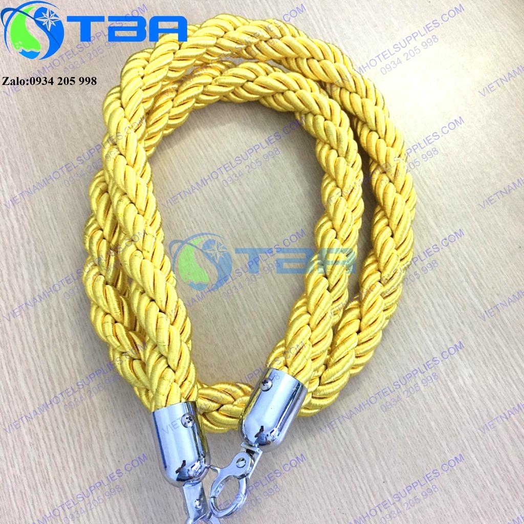 Dây thừng bện màu vàng móc khóa inox màu bạc thay thế cho trụ chắn inox nhập khẩu cao cấp