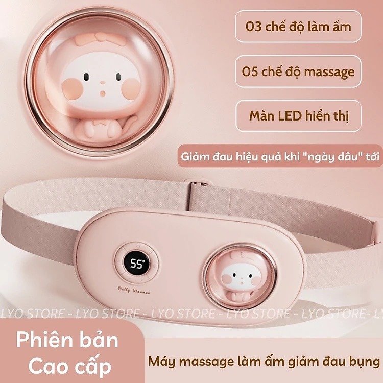 Máy massage làm ấm bụng Mèo Đèn LED, giảm đau bụng đau lưng cho bạn gái đến Kì, Đai đeo chườm nóng kinh nguyệt