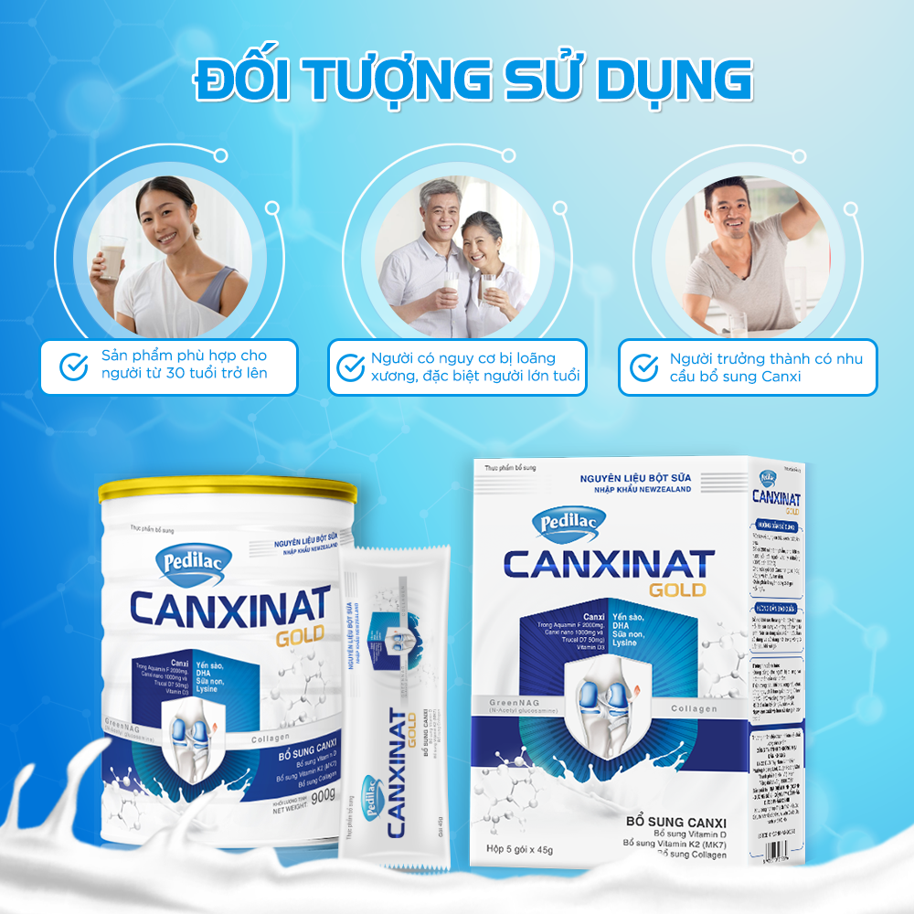 Sữa Bột Bổ Sung Canxi Giúp Xương Chắc Khỏe Phòng Ngừa Loãng Xương Pedilac Canxinat Gold - 900g/lon