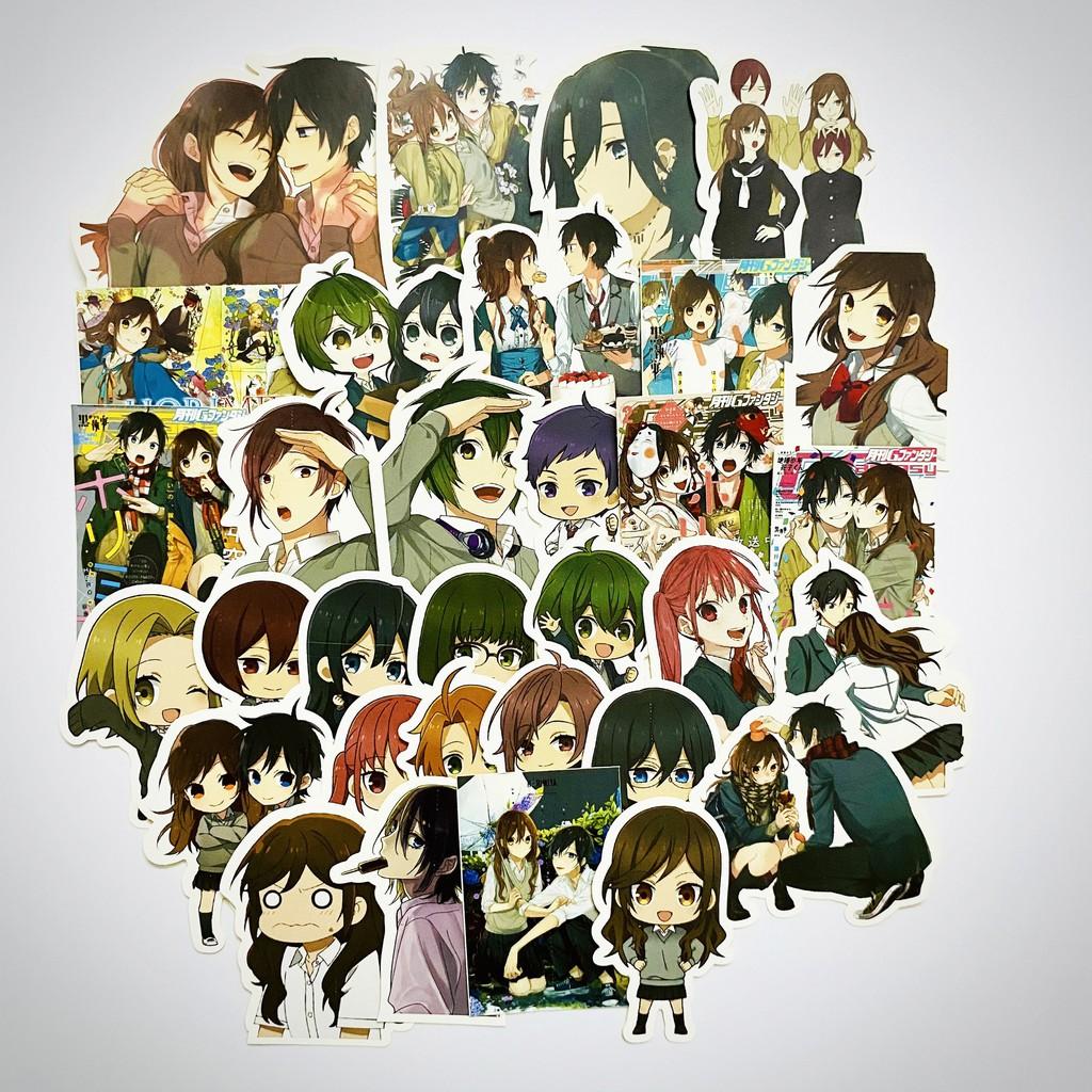 Bộ hình dán - sticker anime Horimiya dán trang trí laptop, máy tính bỏ túi, vali, điện thoại, đàn ghita, hộp bút, trang