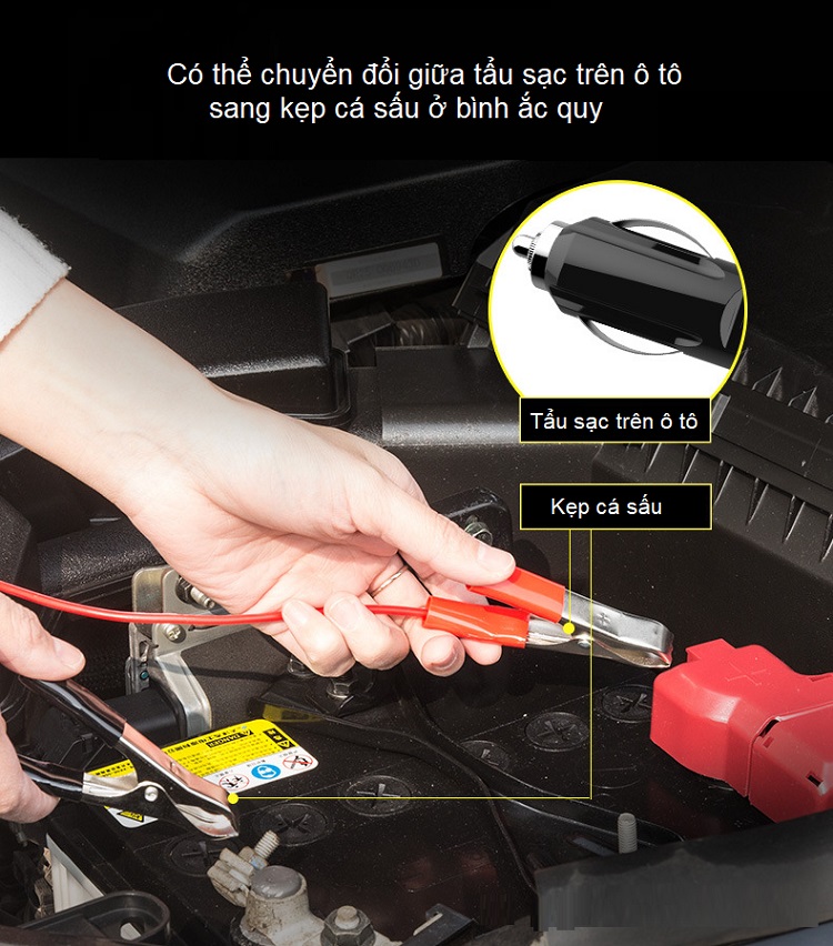 Máy bơm lốp ô tô 2 xi lanh mã lực lớn, công suất 180W cao cấp