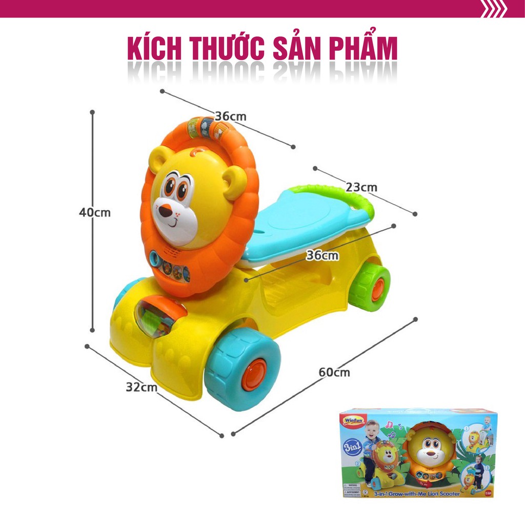 Xe Tập Đi Sư Tử Kết Hợp Xe Chòi Chân Scooter Winfun 0855NL