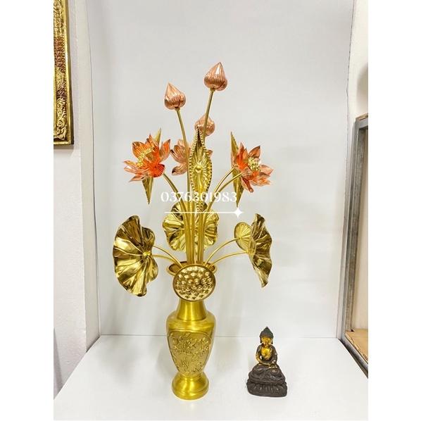 Com bo hoa sen 15 bông và lọ bông cúc cao 30cm