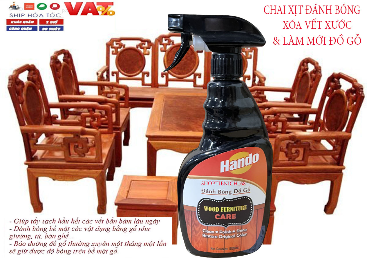 Chai xịt đánh bóng xóa vết xước và làm mới bảo dưỡng đồ gỗ Hando 600ml