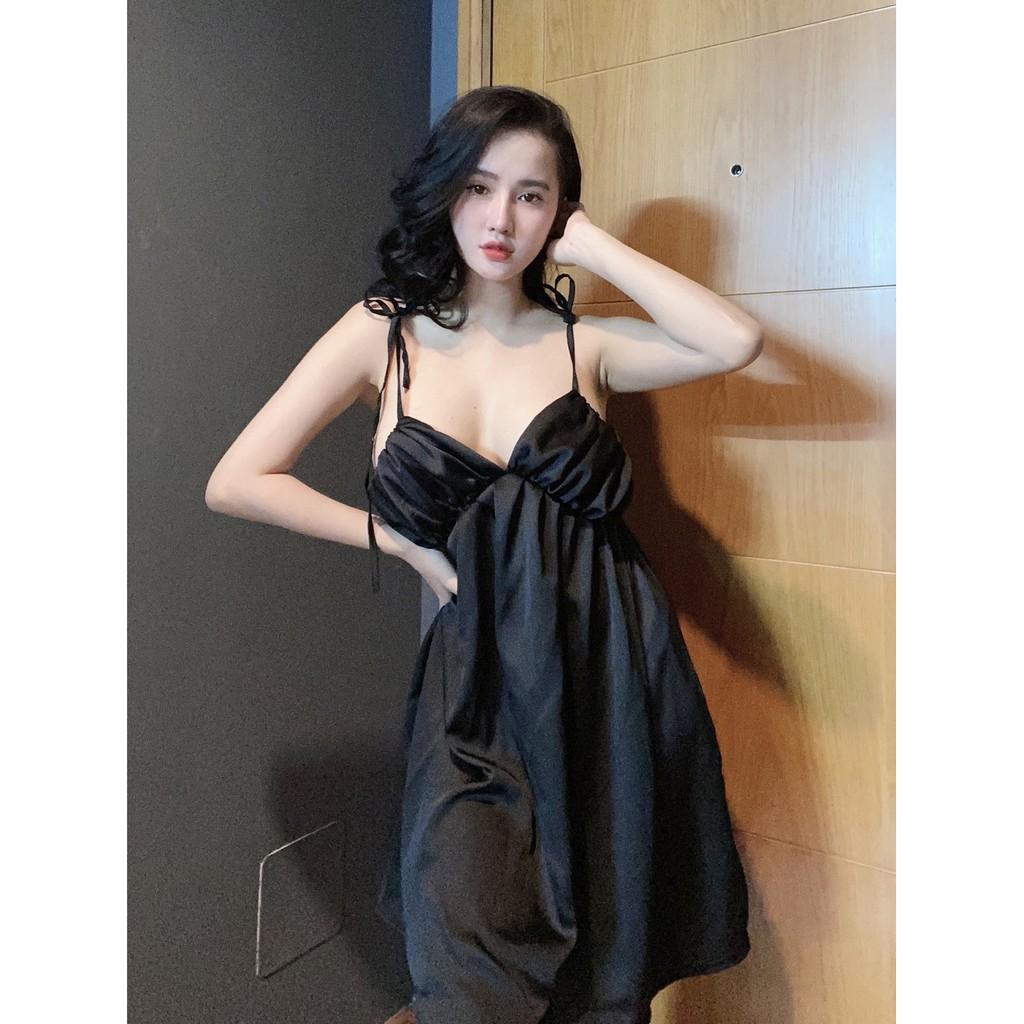 Đầm ngủ nữ sexy ren quyến rũ gợi cảm satin cao cấp mềm mịn thoáng mát AN23 - D'Lavia