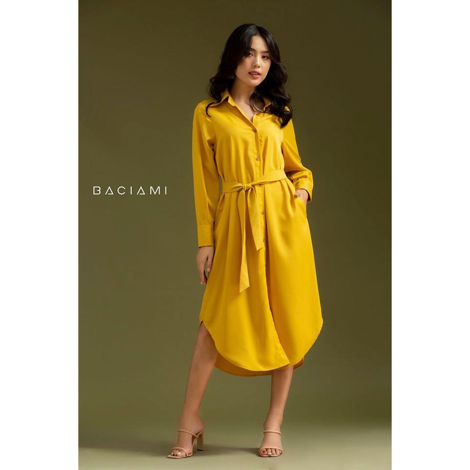 Baciami-Đầm Sơ Mi Tay Dài Phôm Rộng