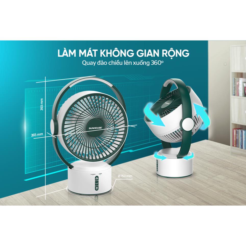 Quạt sạc tích điện Sunhouse SHD7116 - Hàng chính hãng