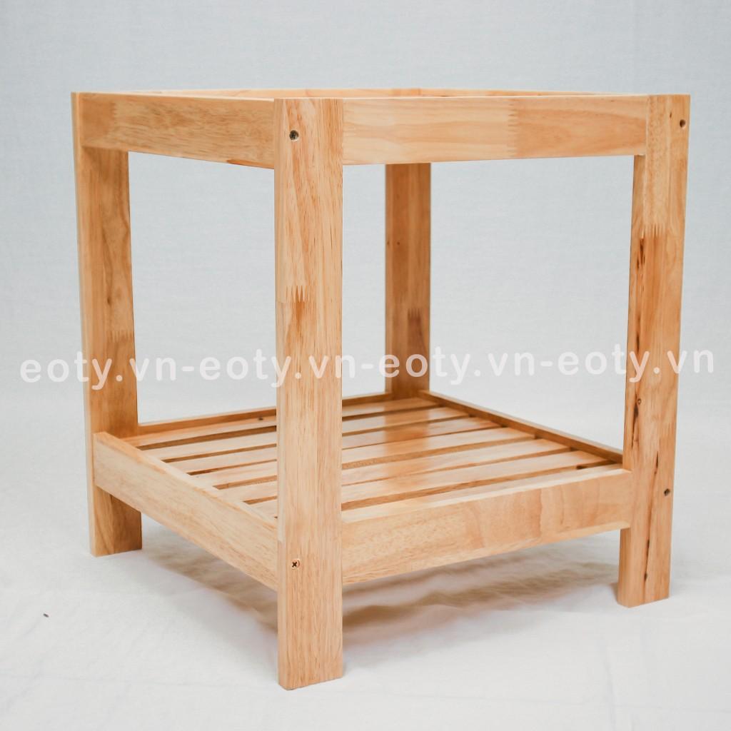 Tủ đầu giường, kệ gỗ 2 tầng trang trí gỗ cao su 40cm