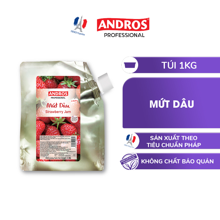 Mứt Dâu Ít Đường - Không Chất Bảo Quản - ANDROS - 1KG