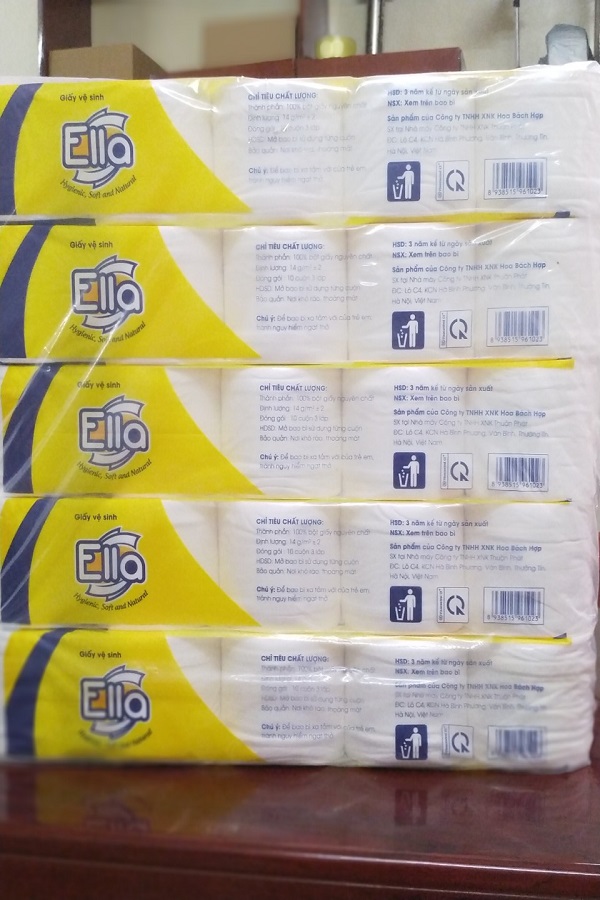 LỐC 5 DÂY GIẤY VỆ SINH ELLA 10 CUỘN 3 LỚP ( VÀNG)