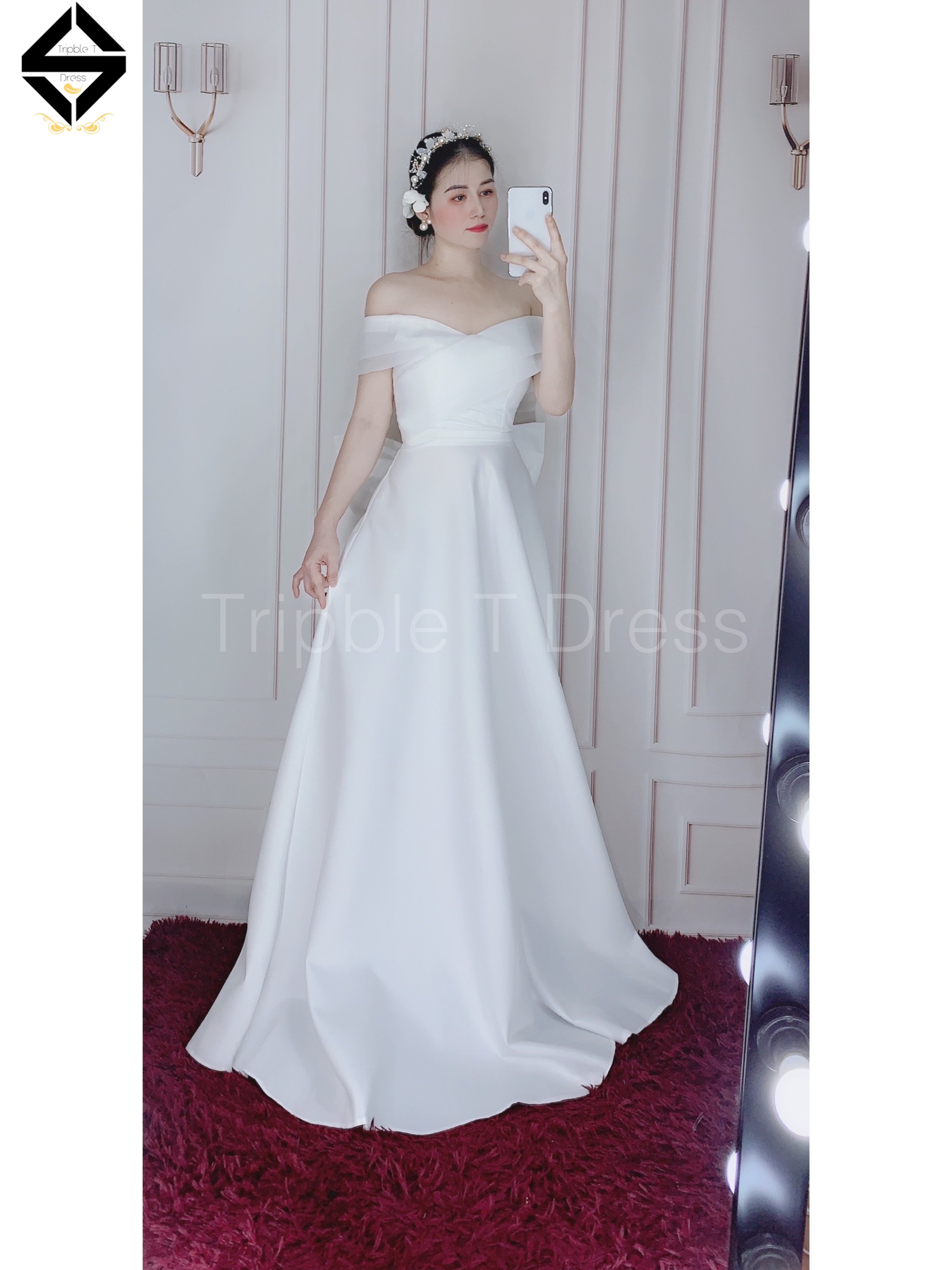 Đầm maxi bẹt vai mặc cưới phối voan kính được 2 kiểu TRIPBLE T DRESS - size S/M/L - MS170Y