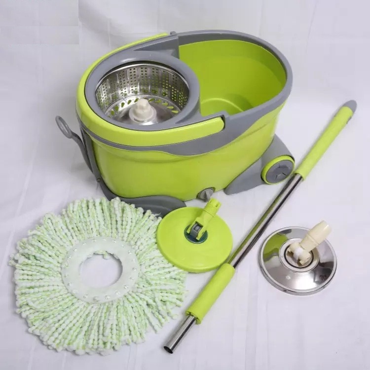 BỘ LAU NHÀ 360 CAO CẤP, THÔNG MINH - INOX, CÓ BÁNH XE, TẶNG KÈM BÔNG LAU